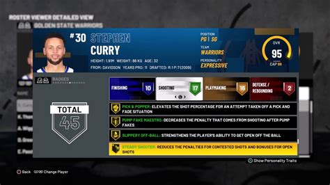 NBA 2K21 STEPHEN CURRY ALL BADGES AND DETAILED RATING The Best