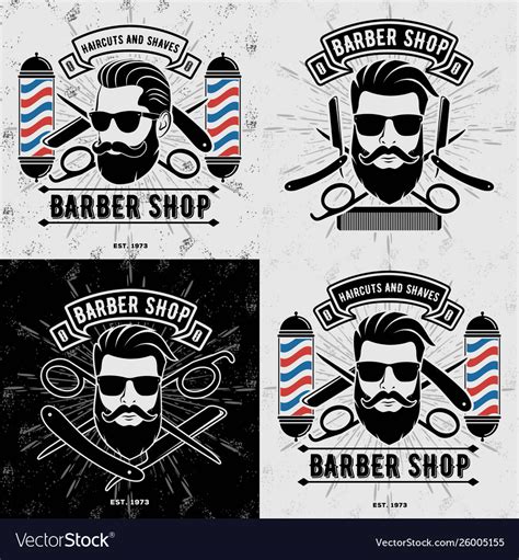 Set Vintage Barber Shop Logos Or Badges Royalty Free Vector