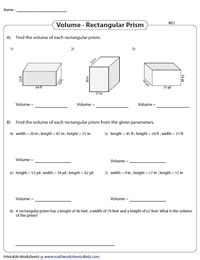 Volume Of A Rectangular Prism Worksheets