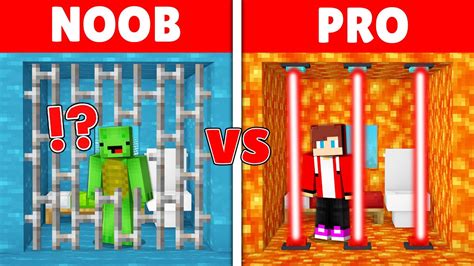 Minecraft Noob Vs Pro Lava Vs Water Prison Maizen Jj And Mikey Build