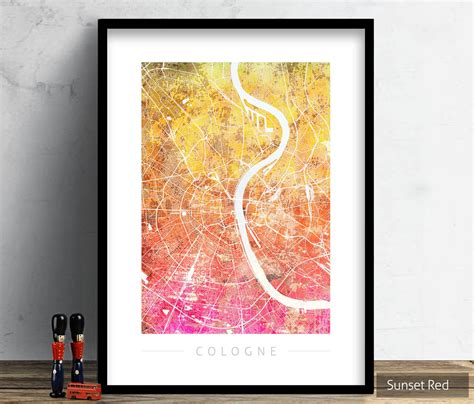 Cologne Map City Street Map of Cologne Germany Art Print - Etsy