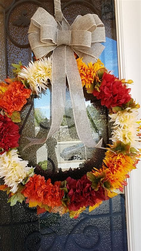 Fall Wreath With Burlap Bow Fall Wreath Dollar Tree Fall Dollar