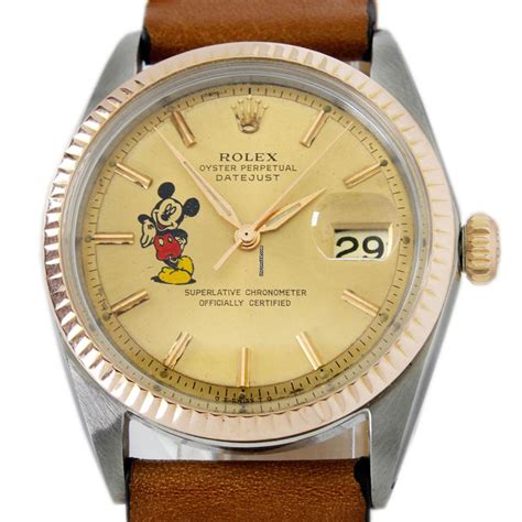 Rolex Datejust Champagne Mickey Mouse Dial Mens Wrist Watch 1601 For