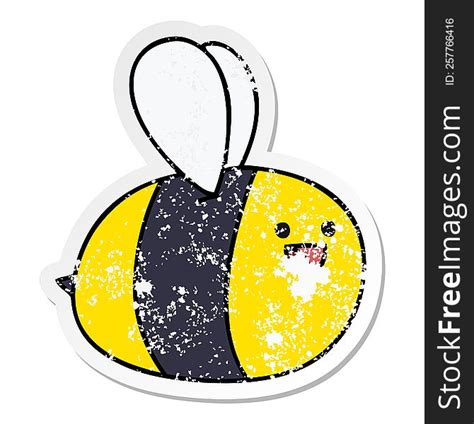 Distressed Sticker Of A Quirky Hand Drawn Cartoon Bumblebee Free