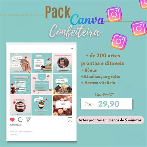 🤩 Pack Canva Confeiteira 200 Artes Prontas E Editáveis