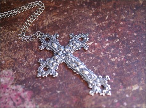 Silver Cross Necklace Silver Cross Jewelry GORGEOUS DETAILED - Etsy