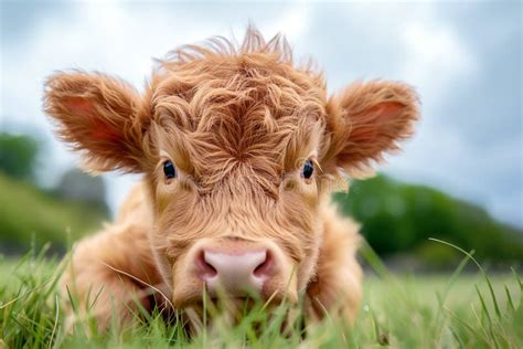 Close-up Shot of Cute Fluffy Mini Cow, Generative Ai Stock Illustration ...