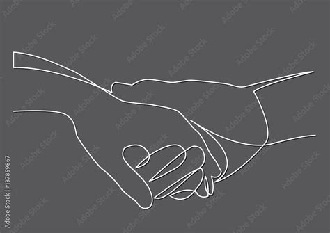 Continuous Line Drawing Of Holding Hands Together Stock Vector Adobe