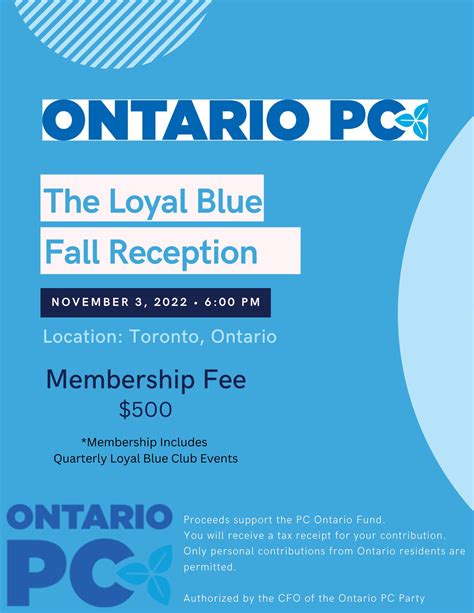 Loyal Blue – Fall Reception – Membership – PC Party of Ontario