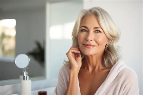 Premium Ai Image Headshot Of Gorgeous Mid Age Adult Years Old Blonde Woman Standing In