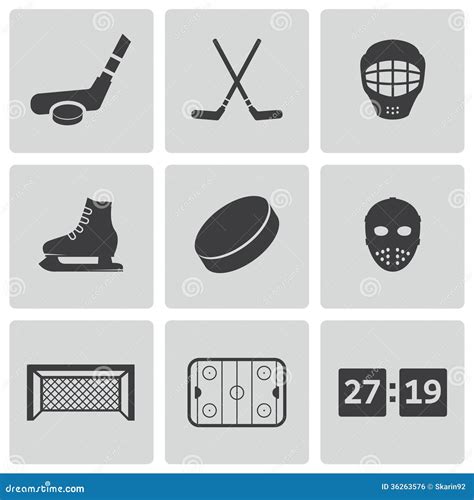 Hockey Icons Freehand Fill Vector Illustration