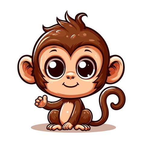 Vector De Desenho Animado De Macaco Bonito Em Fundo Branco Vetor Premium