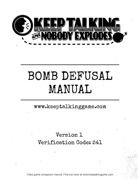 Keep Talking And Nobody Explodes Manual Pdf