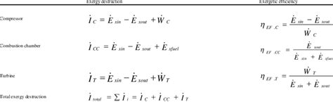 The Exergy Destruction Rate And Exergy Efficiency Equations For Plant