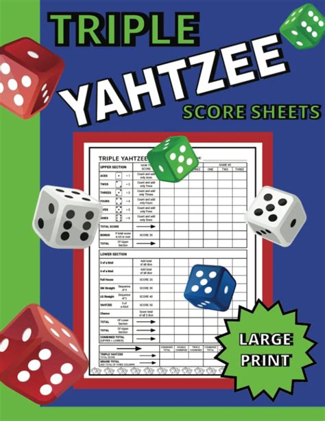 Buy 1000 Triple Yahtzee Large Print Score Sheets Large Print 8 5 X 11