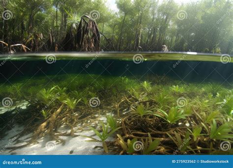 Brackish Water Environment With Mix Of Aquatic Plants Including