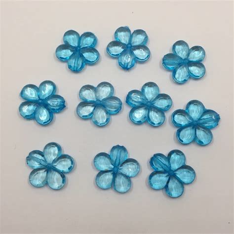 Flor de Acrílico Furo Passante Azul 2cm 20 Unidades Elo7