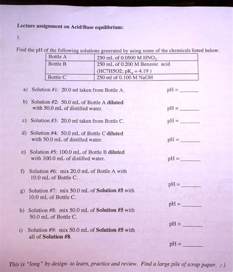 Solvedlecture Assignmen Acidbase Equilibrium Find The Ph Of The