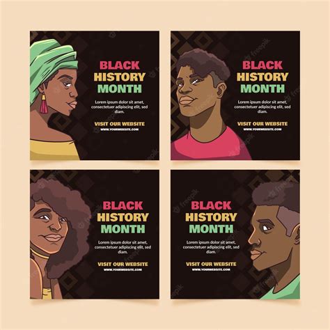 Free Vector Hand Drawn Black History Month Instagram Posts Collection