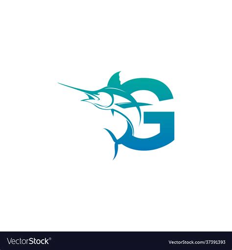 Letter G Logo Icon With Fish Design Symbol Vector Image