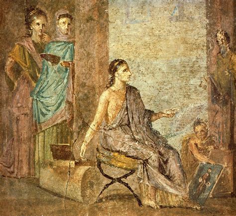 A Female Artist Paints A Statue Of Priapus Fresco In The Fourth Style