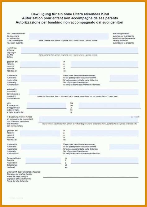 Limitierte Auflage Reisevollmacht Kind Mit Einem Elternteil Vorlage Sie