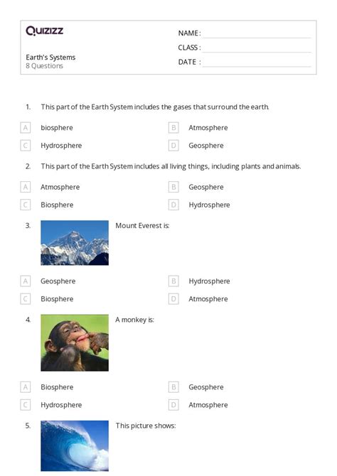 50 Earths Systems Worksheets For 5th Year On Quizizz Free And Printable