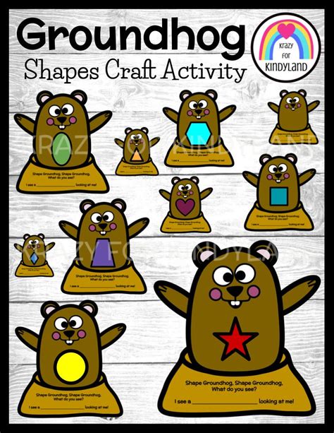 Groundhog Craft, Shape Activity for Kindergarten Groundhog Day Math Center