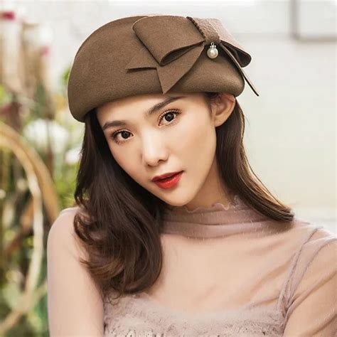 Female Fomal Headwear Wool Pillbox Hats Women Fedora Lady Wedding