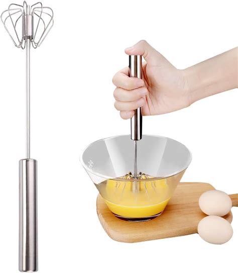 Amazon 12 Stainless Whisks Hand Push Semi Automatic Egg Beater