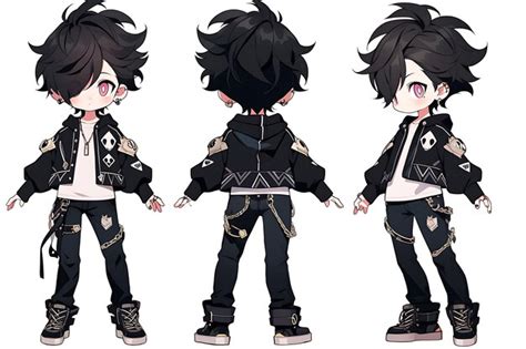 Premium AI Image | Boy Character Turnaround Concept Sheet of a Cute Anime Kawaii Chibi in ...