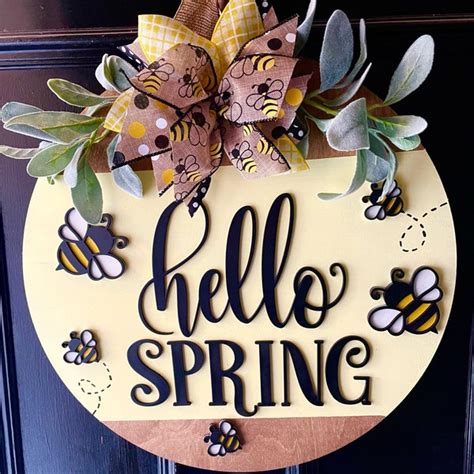 Hello Spring Door Hanger Etsy