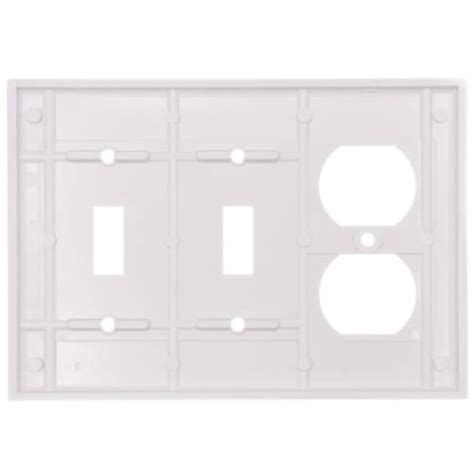 88021 Leviton 88021 3 Gang Electrical Wall Plate Combo 2 Toggle Switches And 1 Duplex White