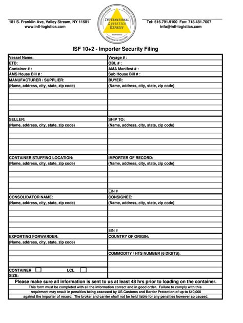 Printable Isf Form Printable Forms Free Online