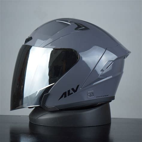 Jual Helm Half Face Dewasa Alv Ultron Original Solid Visor Silver Sni