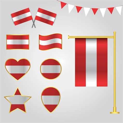 Premium Vector Vector Collection Of Austria Flag Emblems And Icons In Different Shapes Vector