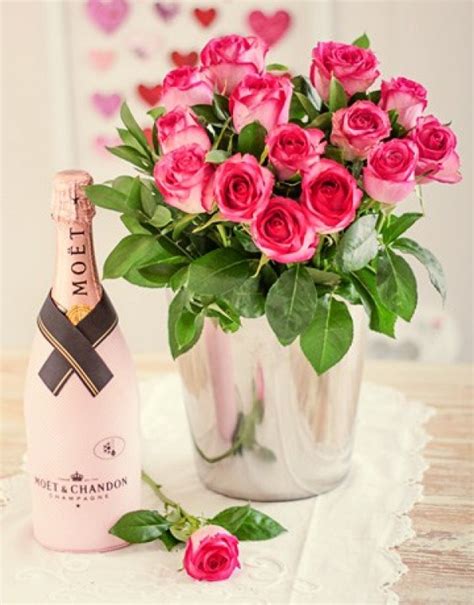 Moët Champagne With Pink Roses In An Ice Bucket Durban Florist