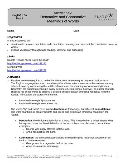 PDF Answer Key Denotative And Connotative Meanings Of Supportcdn