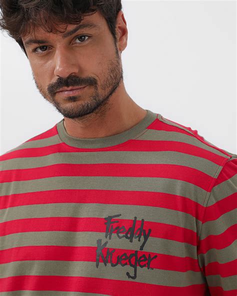 Riachuelo Camiseta Masculina Freddy Krueger Listrada Vermelha A