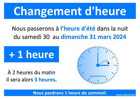 Changement d heure 2024 Heure d Été Mars 2024 Heure d Hiver