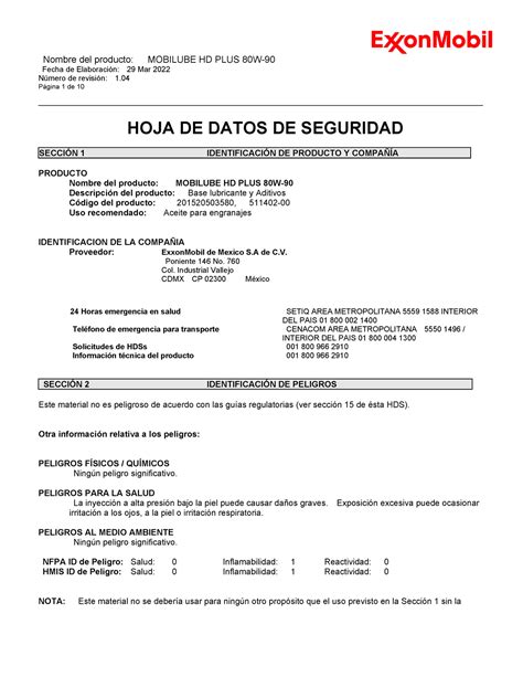 MSDS 692793 FICHA DE SEGURIDAD Fecha de Elaboración 29 Mar 2022