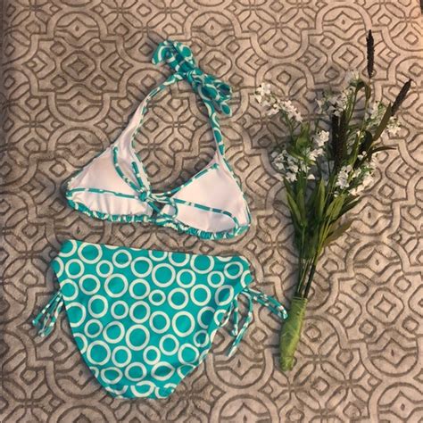 Victoria S Secret Swim Vintage Victorias Secret Tealwhite String Bikini Poshmark