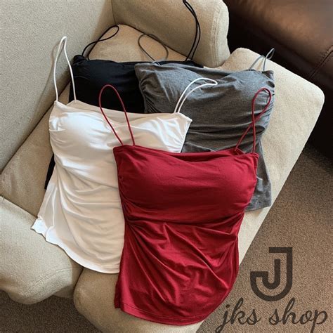 Jks Hot Girl Vest Women S Stretchy Camisole Outer Wear Bottoming Top With Chest Pad Shopee