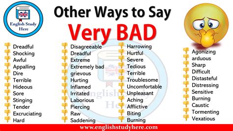 Other Ways To Say VERY BAD English Study Here