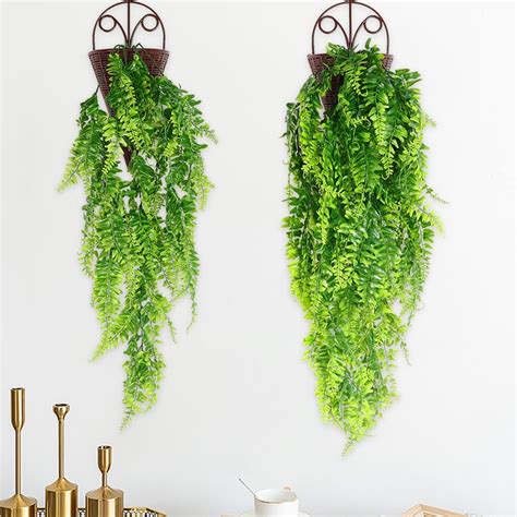 2pcs Artificial Vines Boston Fern Persian Rattan Greenery Fake Ferns