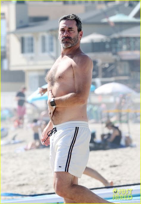 Jon Hamm Goes Shirtless For Beach Day With Girlfriend Anna Osceola