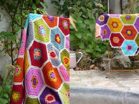 Large Hexie Blanket Hexagone En Crochet Fleur Crochet Bricolages