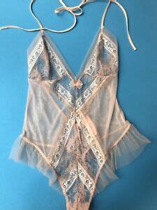 Victorias Secret Lingerie Lace Mesh Teddy Nude Small Nwt Ebay