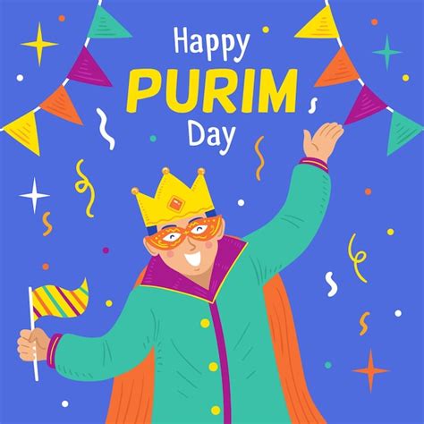 Dibujado a mano feliz día de purim Vector Premium