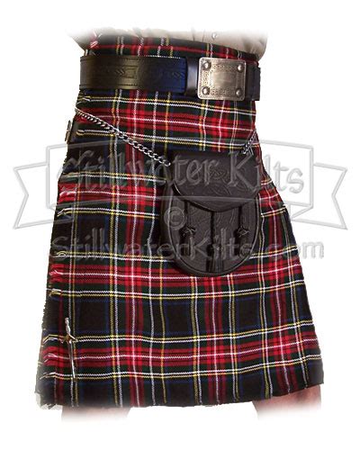 Wool Heavyweight Kilt Black Stewart Tartan